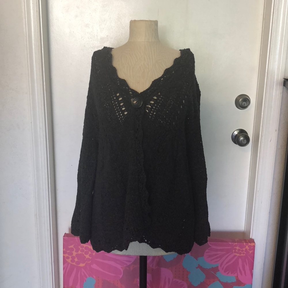 Tweeds Knit 1 Button Gray Sweater Size XL